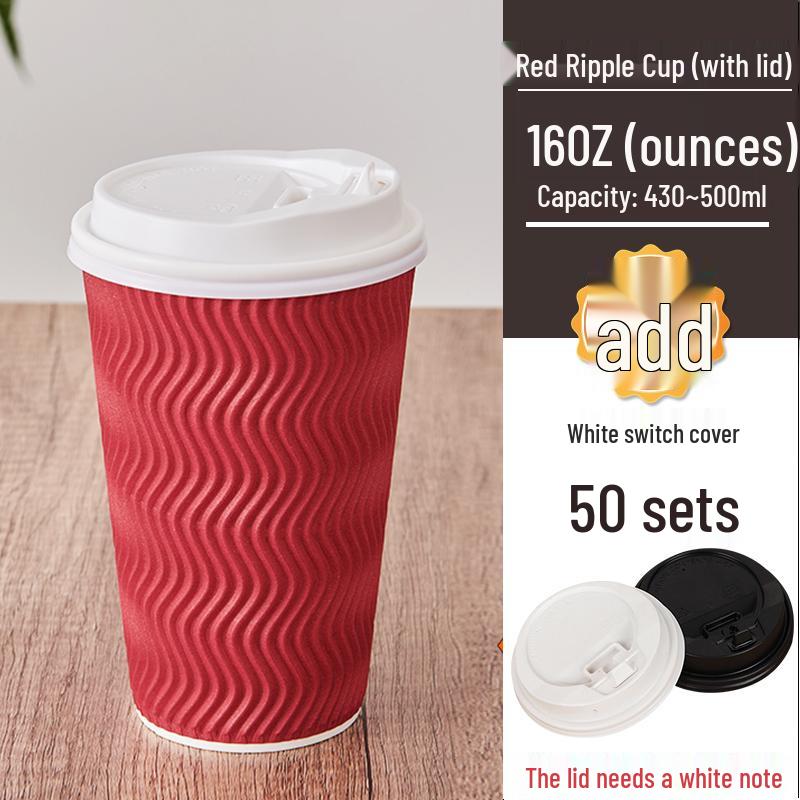 Copo de Café Descartável de Camada Dupla com Tampa: Antiescaldante, Ondulado em Forma de S para Bebidas Quentes e Chá de Leite