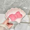 Shell Shaped Ceramic Soap Dish - No Drilling Required Drain Rack, Pearl Glaze Bathroom Countertop/Sink Decoration - Jewelry Tray