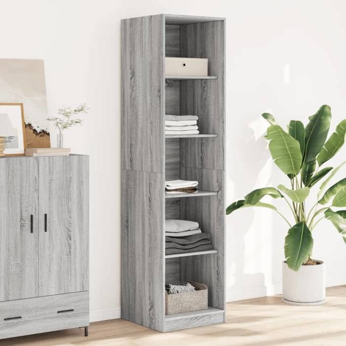 VidaXL Garde-robe gris sonoma 50x50x200 cm bois d'ingénierie, armoire de rangement, organisateur de garde-robe, armoire, 3307716