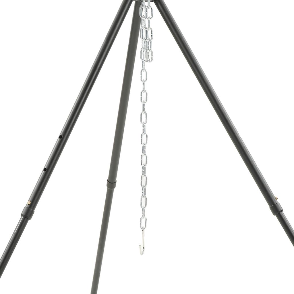 Camping Tripod Regulable Height Protective Foot Cover Plug in Design Fire Cooking Tripod for Outdoor Travel