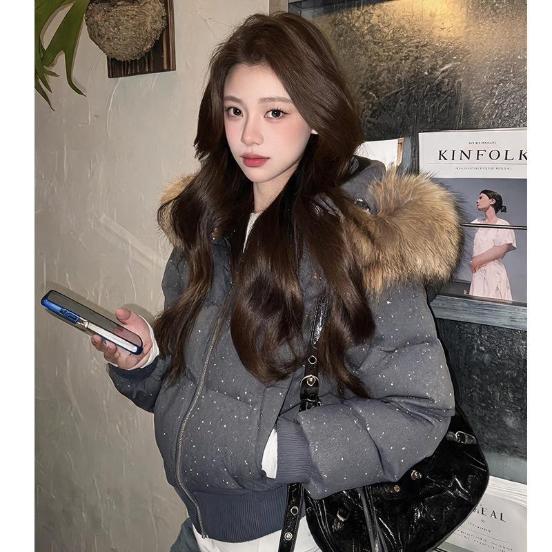 Waist cotton-padded clothes ins Winter College niche high-waisted gypsy stars hot diamond cotton-padded clothes warm down cotton-padded jackets