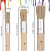 3pcs Wooden Stencil Brush Natural Bristle DIY Art Crafts Paint Brushes for Acrylic Paint Wood Wall Oil Watercolor Painting Card for Home