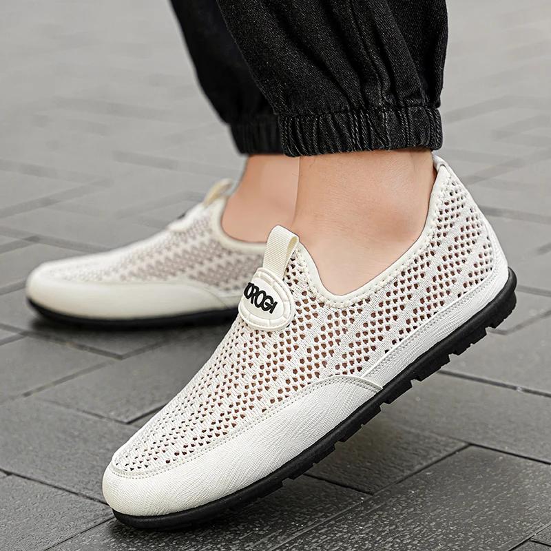 Breathable Hollow Out Casual Walking Driving Shoes Lazy Shoes Chaussure Hombre Summer Men Shoes Slip-on Loafers Casual Shoes