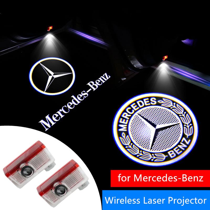 For Benz S-W222PCS Car Door Emblem LED Light Welcome Lamp Wireless Laser Projector For Mercedes Benz B/C/E/S Class A Class C200L GLC GLK CLA