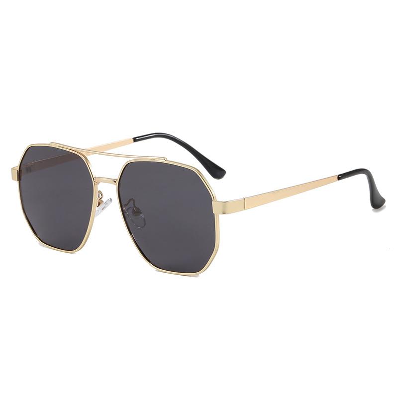 Retro metal large frame men's double beam polarized sunglasses driver driving sunshade sunglasses fishing glasses toad glasses