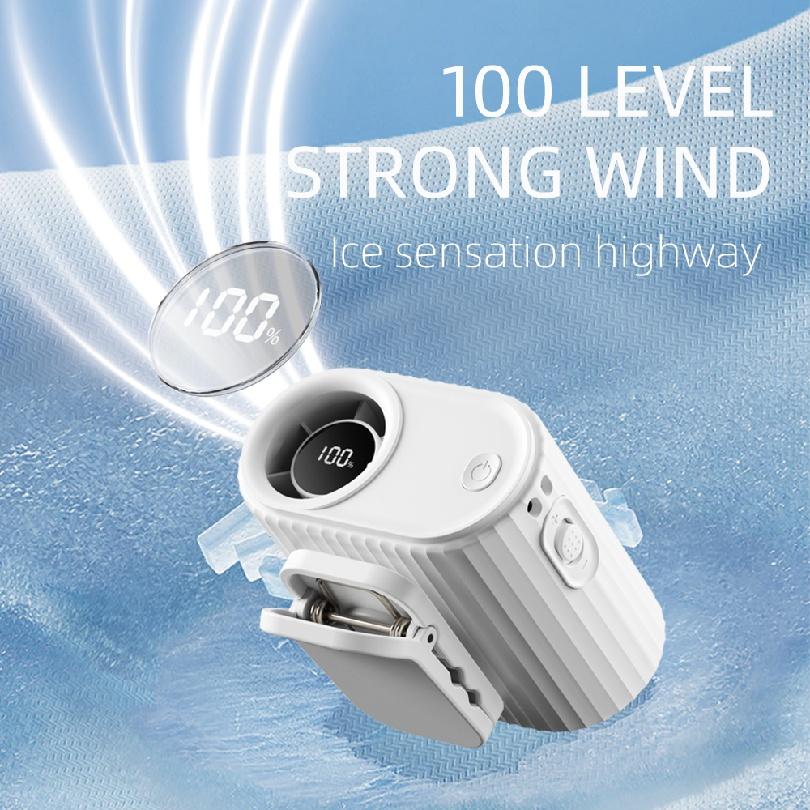 IMYCOO Portable Wearable Led Display Waist Cilp Fan Custom Logo Rechargeable Hands-free Belt Fan for Sport Travel