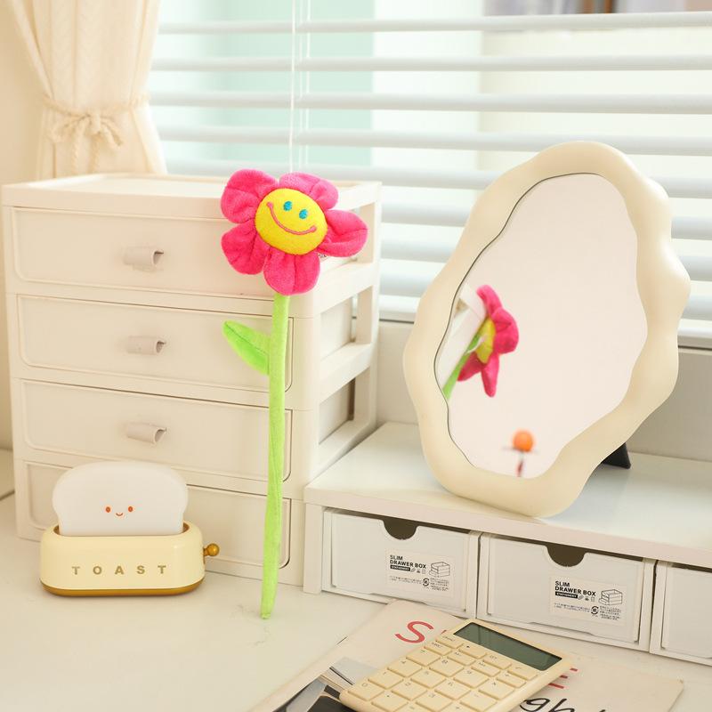 

Smiley sun flower plush toy rose fabric bouquet curtain flower buckle flower shooting prop decoration new model 30cm