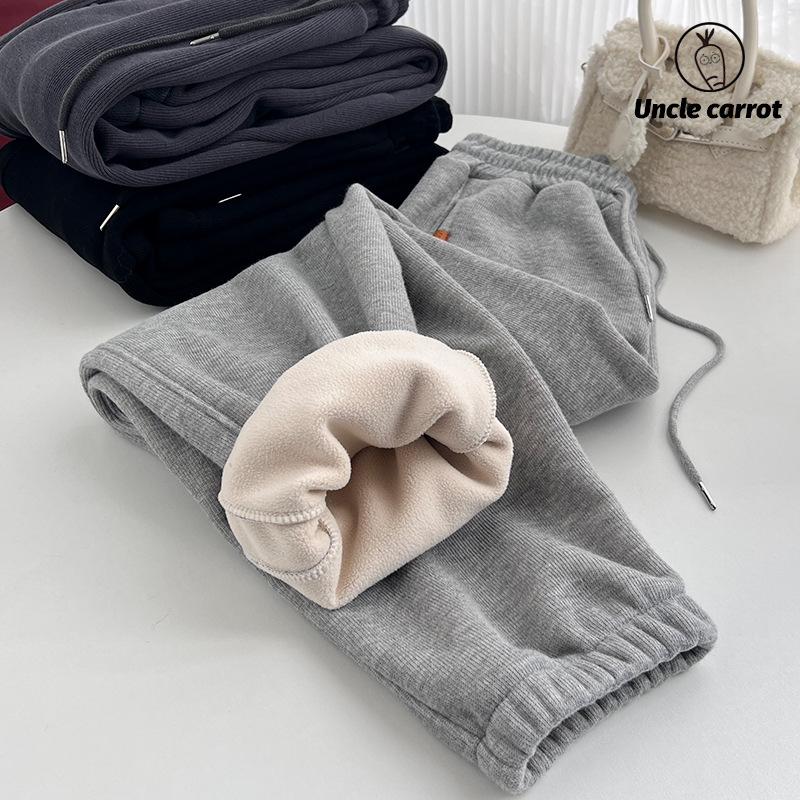 Жіночі зимові повсякденні спортивні штани Harun флісові потовщені вільні штани для схуднення сірі спортивні штани