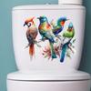 Self-adhesive Hand-painted Bird on Branch Toilet Stickers Waterproof for Bathroom Wall Decor