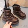 Girls' 2025 Fleece-Lined Waterproof Leather Boots - Autumn/Winter Snow & Princess Style for Kids