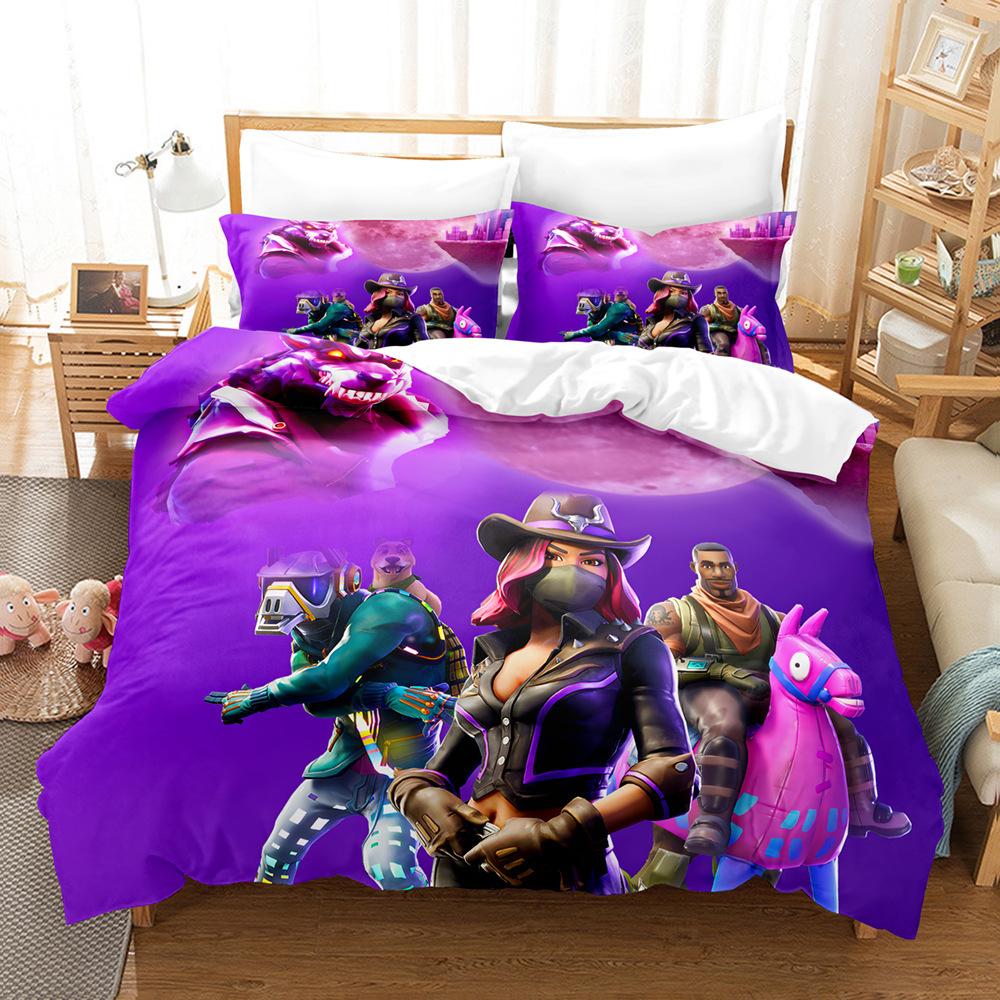Cartoon Game Mini World Fortnite Quilt Set Three-Piece Digital Printing Three-Piece Set