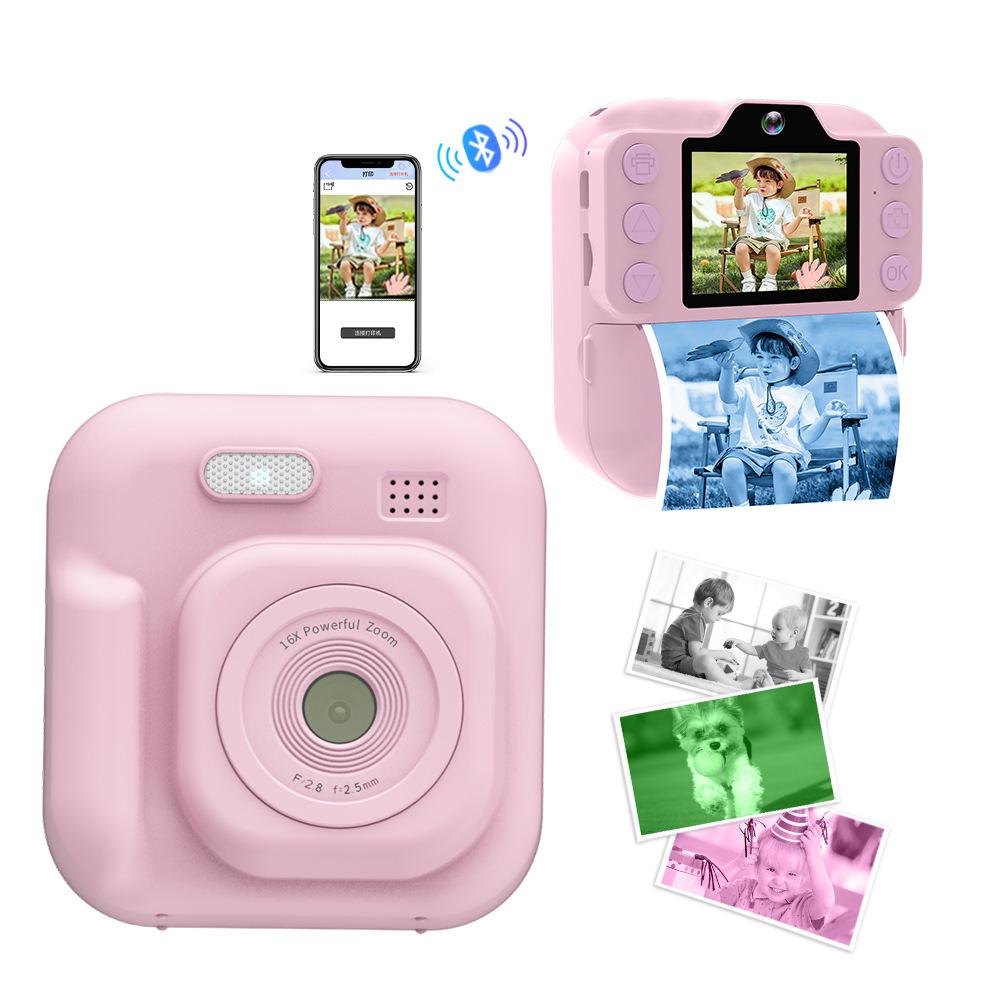 Children s Instant Print Camera Dual Camera Bluetooth Photo Printer Instant Mobile Printing розовый
