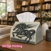 1pc, 2D Flat Printing, Tissue Box Elegant Black Horse Sketch Pattern Printed Tissue Box, Suitable for Napkin Storage In Cars, Kitchens, And Restaurant