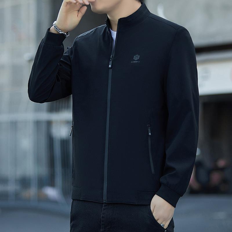 

Men s Jacket New Spring Autumn New Fashion Stand Collar Smart Casual Classic Luxury Business Jacket Brand Outerwear Coats 4XL чёрный