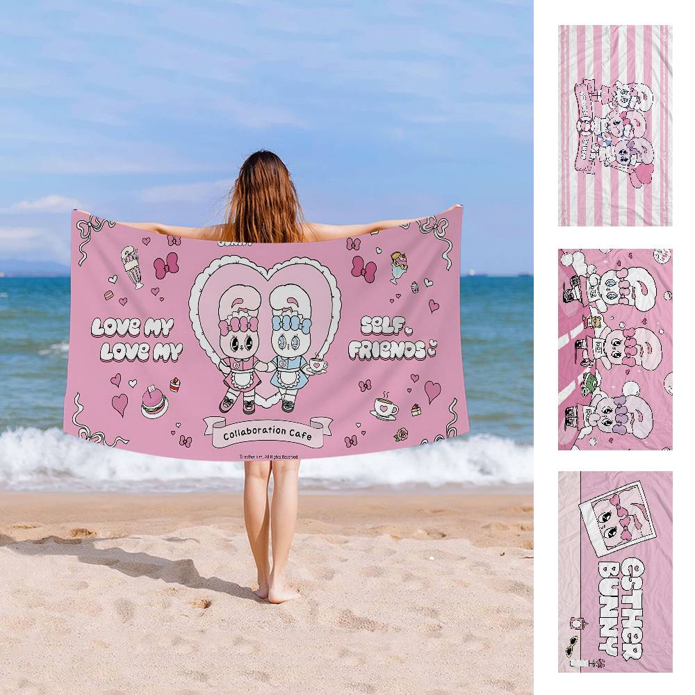 Character E-Esther B-Bunny Microfiber Blanket Quick Drying Beach Towels Oversized Printing Super Absorbent Pool Towel Blanket