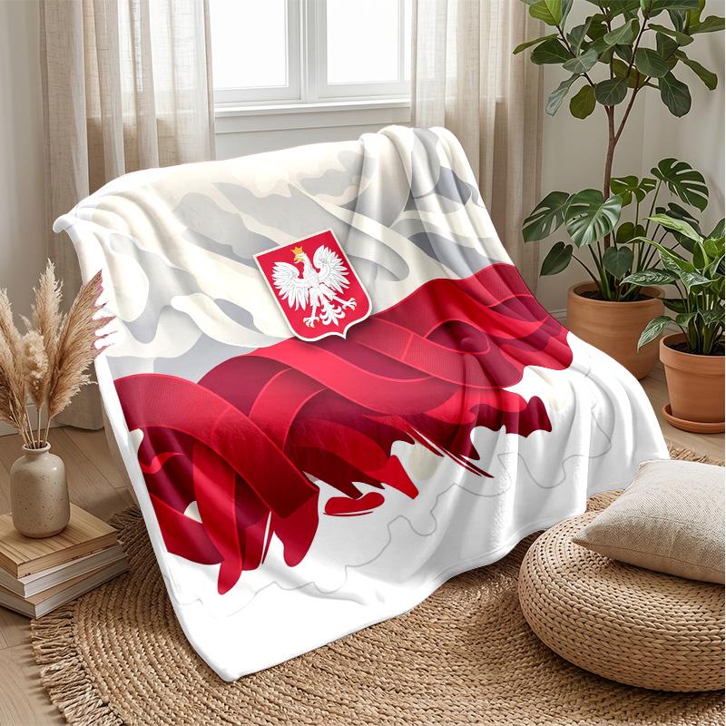 Poland Football Printed Flannel Blanket Skin Friendly Warm Decorative Throw for Indoor Couch Bed Daily Use