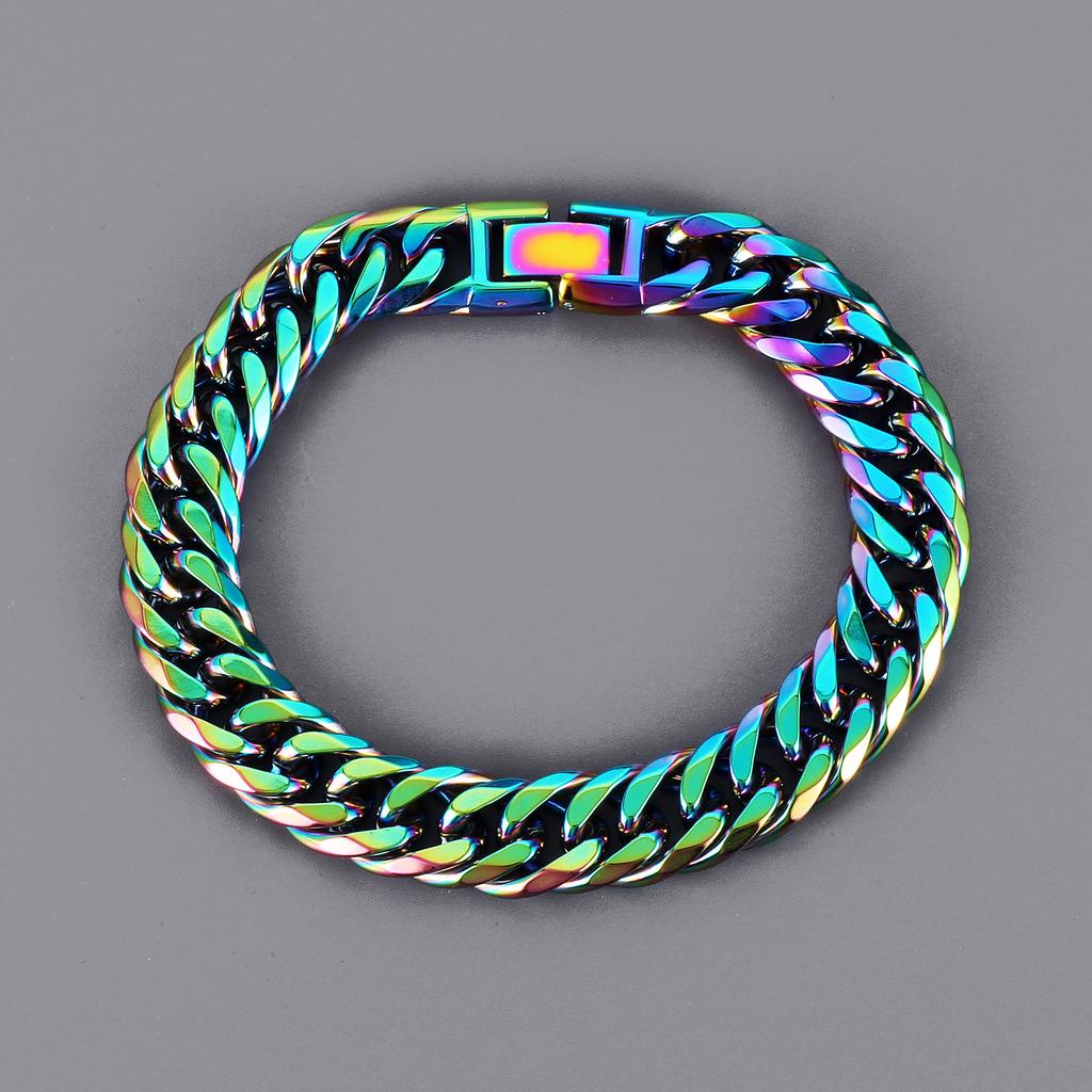 Trend Smycken Spänne Smycken, Hip Hop Stil 12Mm Kantad Kryptering Dubbelvävd Denim Kedja Titanstål Herrhalsband