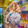 Women Folding Mirror Keychain Portable Make-up Mirror Pendant Rhinestones Faux Pearl Double-Sided Mirror