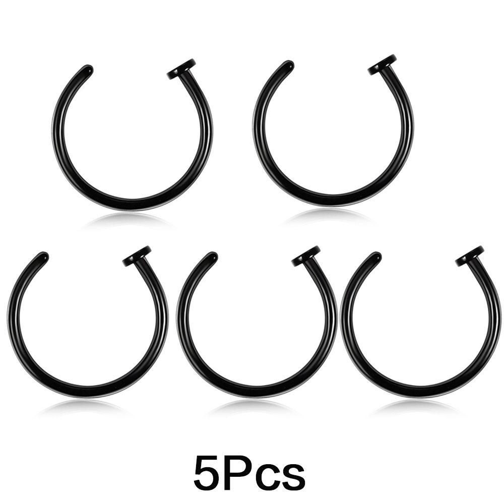 

5PCS Fashion Stainless Steel Nose Rings Lip Ring Sexy Faux Septum Rings Fake Piercing Women Man Unisex Earring Studs Jewelry