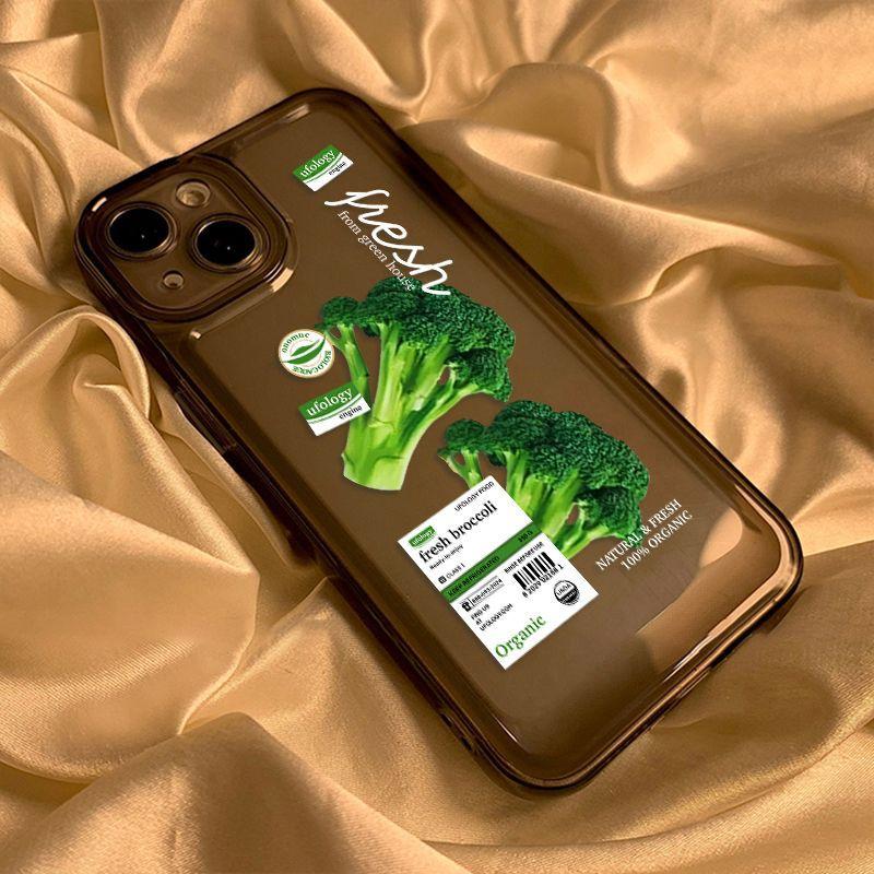 Ins Couple Vegetables Suitable for iPhone17ProMax Mobile Phone Case 16pro Apple 15/14 All-inclusive 13 Black and White