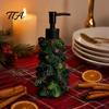 Festive Soap Dispenser Resin Christmas Tree Dispenser, Refillable Liquid Hand Shampoo Container, Empty Pump Lotion Bottle for Bathroom Kitchen