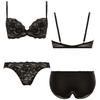 AMOSTYLE Classic Lace Bra Panty M014 Size Push-Up & Set, (Black), C/65M