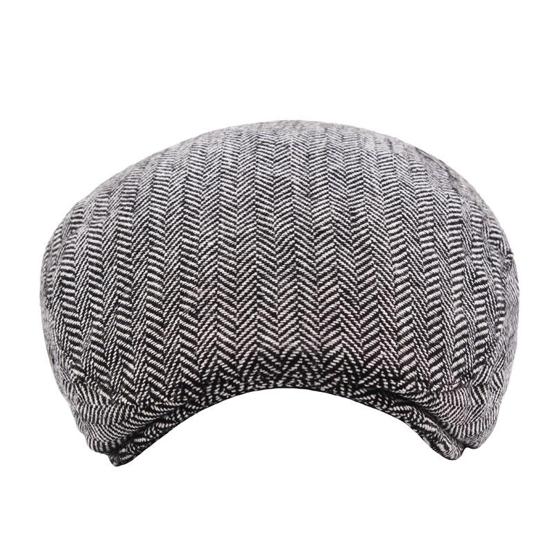 Męska czapka gazeciarza z tweedu, brytyjski beret retro, wełniana czapka typu forward hat, codzienna czapka