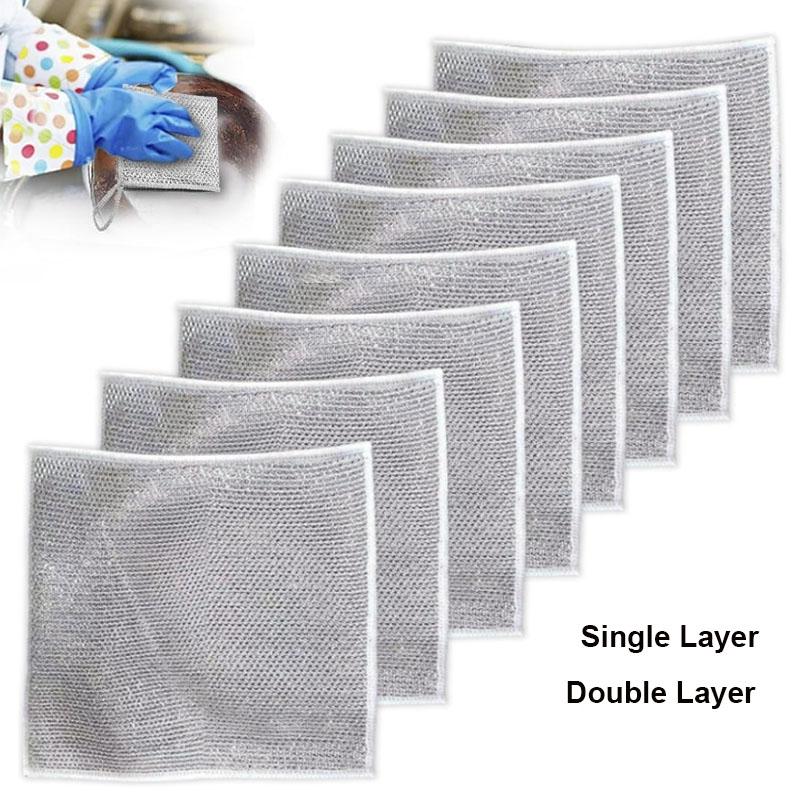 Rust Removal Cleaning Cloth Kitchen Magic Dishwashing Towel Metal Steel Wire Cleaning Rag Microwave Stove Clean Tools Dish Cloth