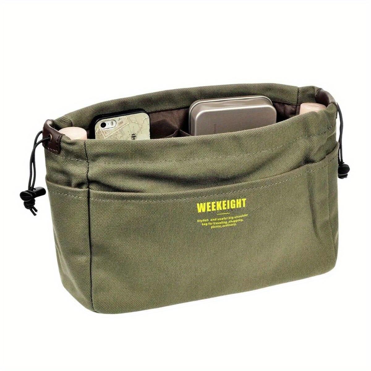 

Органайзеры для хранения из холста с завязками, многокарманная сумка-вкладыш, легкая портативная дорожная сумка для хранения 1pc зелёный