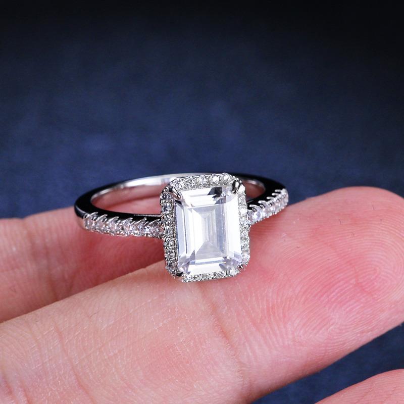 Bague Ringen 925 Sterling Silver Emerald Cut Moissanite Gemstone Wedding Engagement Diamonds Ring For Women Fine Jewelry Gifts