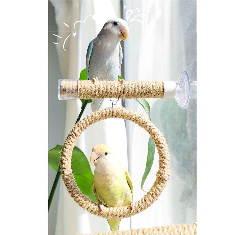 Suction Cup Hanging Bird Standing Perch Non-slip Parrot Play Stand Toy  Pet Bird Cage
