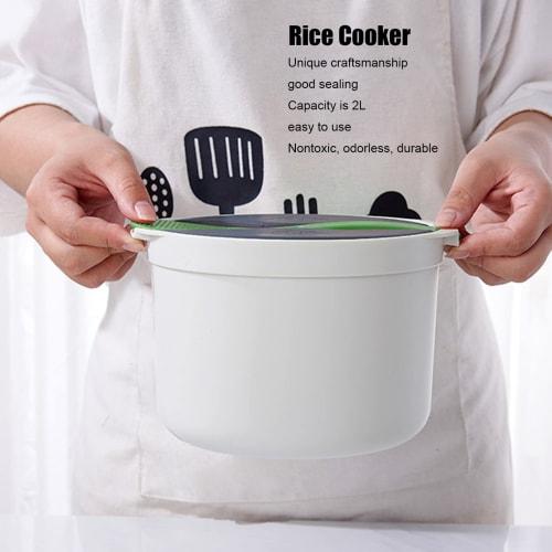 Microwave Rice Cooker, 2L Pasta Cooker, Microwave Safe, Food-Grade PP Microwave Pressure Cooker with Spoon, Lid, Strainer, Non-Stick Steamer, Rice Coo