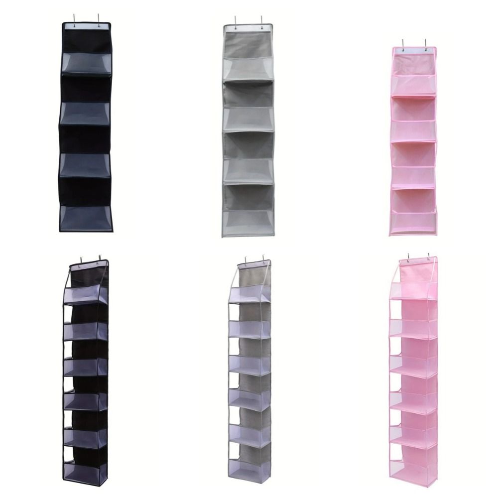 Six Compartments Storage Hanging Bag Wall-mounted Visible Toy Snack Storage Bag Foldable Space Saving Bag Organizer Closet