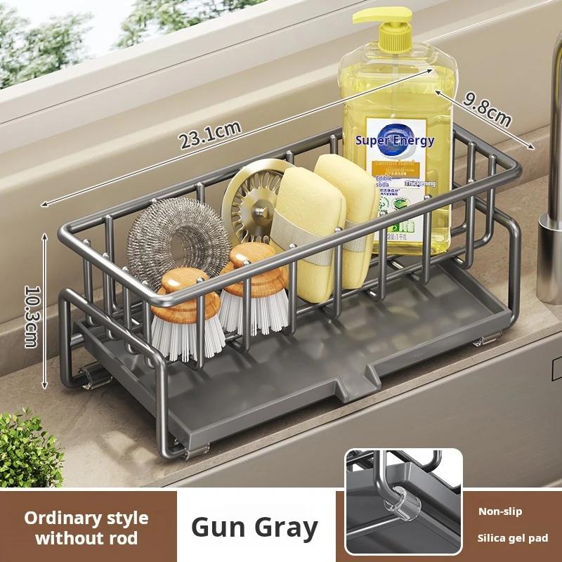 

Kitchen Dish Drainer Sponge Rack Cloth Pole Sink Shelf organizers storage Cleaning Supplies Storage Basket