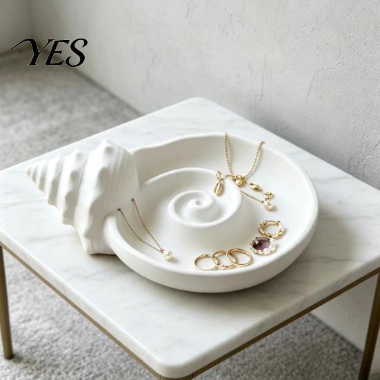 Conch-shaped Tray 3D Printed Conch Jewelry Tray, Rings Earrings Necklaces Organizing Small Item Dish, Trinket Keys Holder Plate for Home Decor Storage