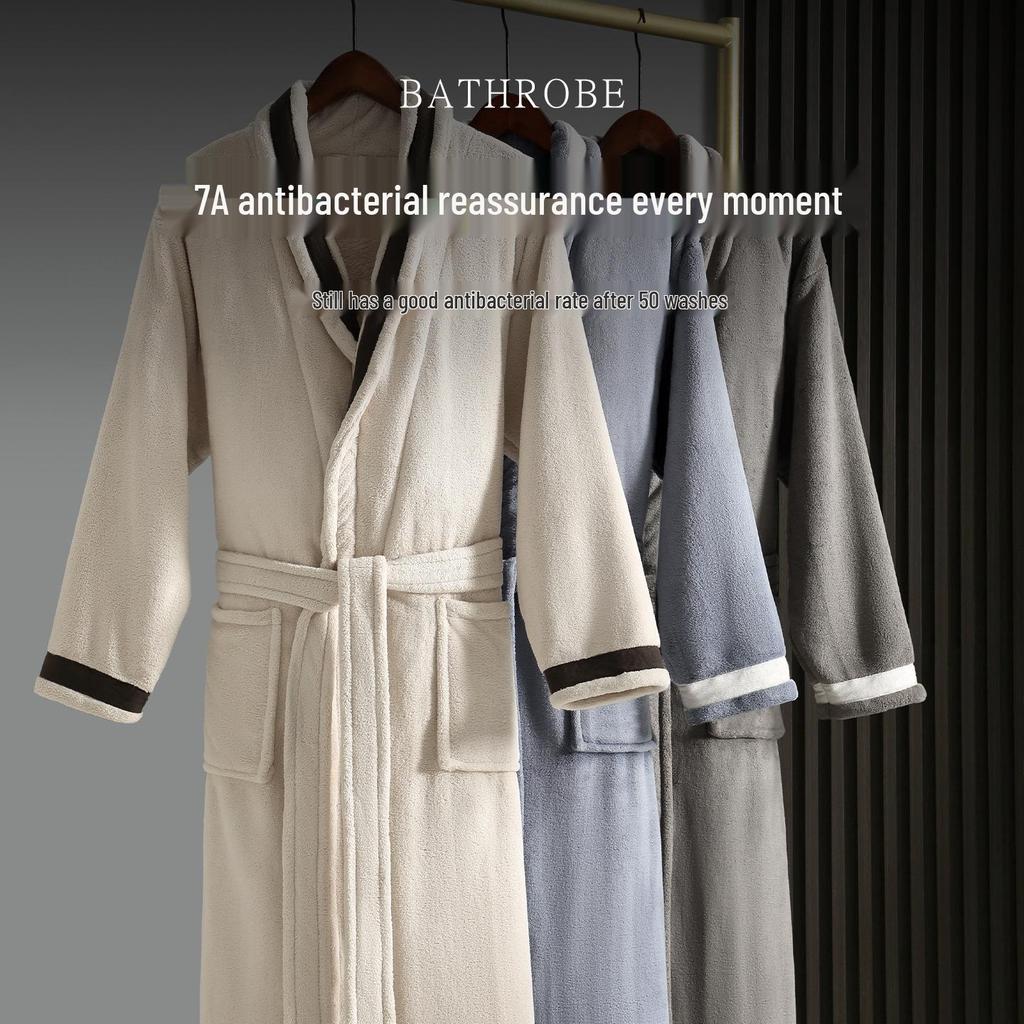 7A Antibacterial Quick-Dry Bathrobe, Water Absorbent Cotton Blend for Couples, Suitable for Adult Men and Women, Perfect for Autumn and Winter.