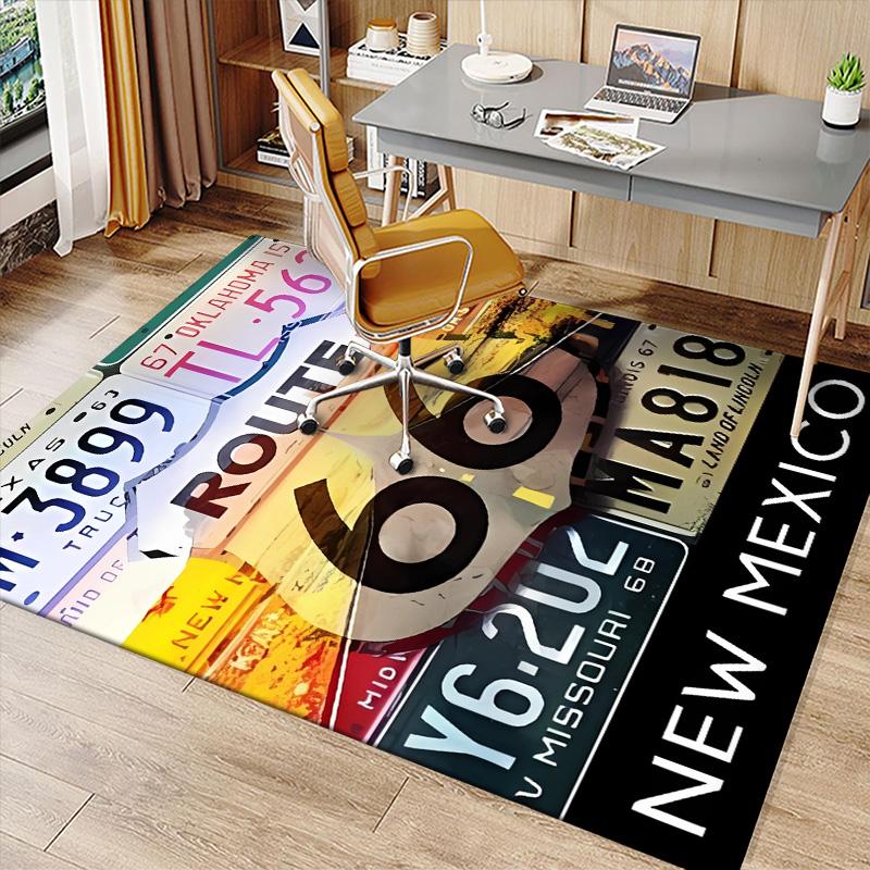 UNS. Route 66 Bedruckter Saugfähiger Waschbarer Teppich, Rutschfeste Badezimmerteppiche, Küchenteppiche, Yogamatte, Wohnzimmer Eingang, Camping Picknickteppiche