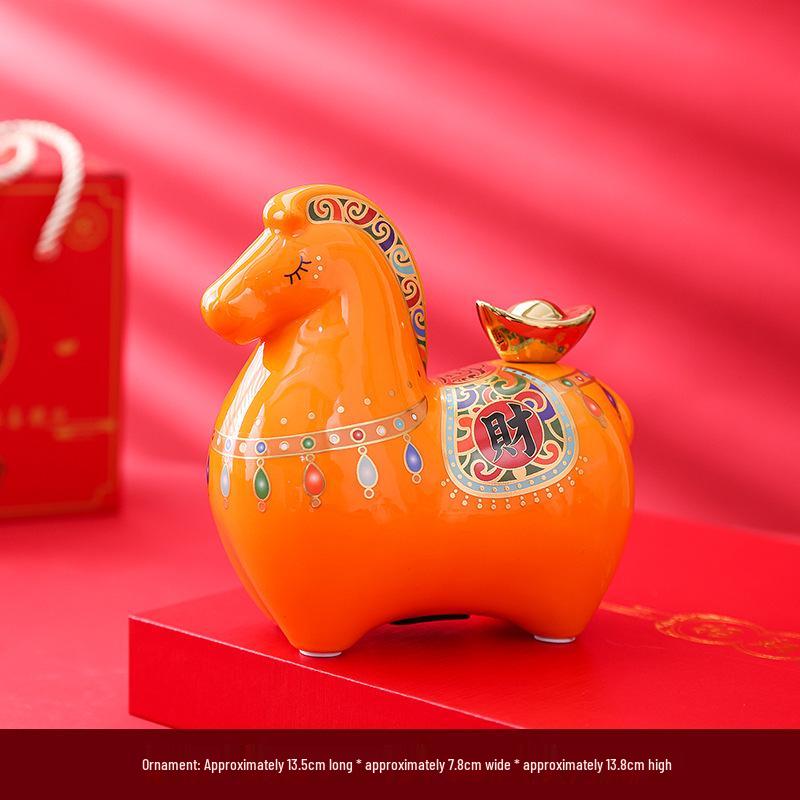 Instant Wealth Ceramic Zodiac Horse Money Box - Office & Home Gift