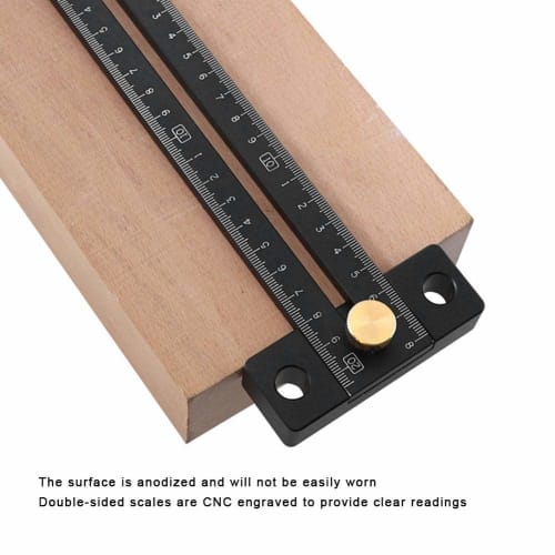 180mm T-type Scribing Ruler, Scribing Marking Ruler, Metric Scale Black Woodworking Marking Tool, Aluminum Alloy, Double-Sided Scale, Total Length: Ap