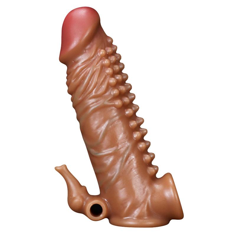 Spike Sleeve Male Penis Sleeve Lengthened and Enlarged Hollow and Thick Glans Cap Fun To Extend Silicone Long-lasting Penis Sleeve