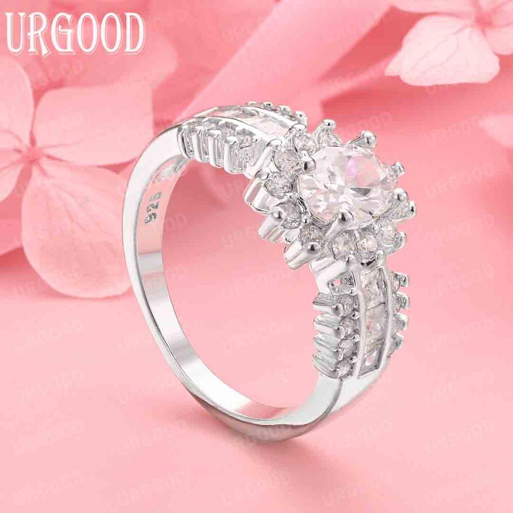 925 Sterling Silver AAA Zircon Ring Fashion Wedding Jewelry