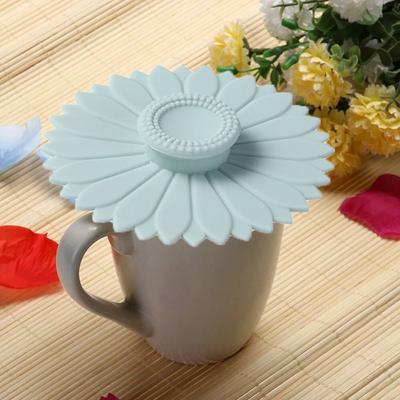 Drinkware Seamless Sunflower Silicone Cup Lid with Handle Leakproof Cup Cover Sealed Dust-proof Coffee Mug Lids Glass