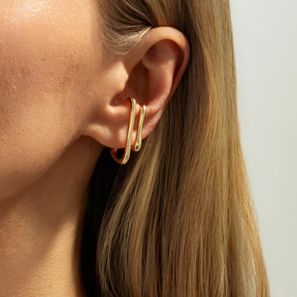 Ingemark Minimalism Gold Color Irregular Geometry Clip Earring for Women Vintage Metal No Piercing Earring 2026 New Year Jewelry