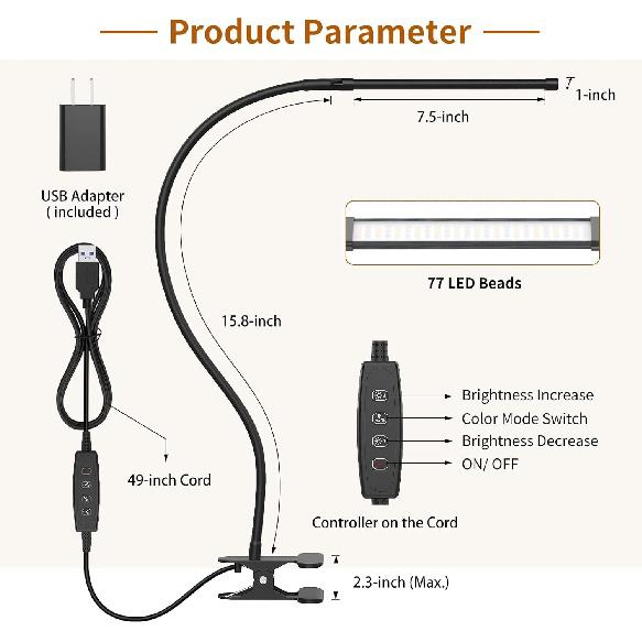 iZELL Book Light, LED Reading Light Clip On [3 Color Modes & 10 Brightness Levels] Flexible Gooseneck Book Lamp for Kids Reading In Bed At Night,