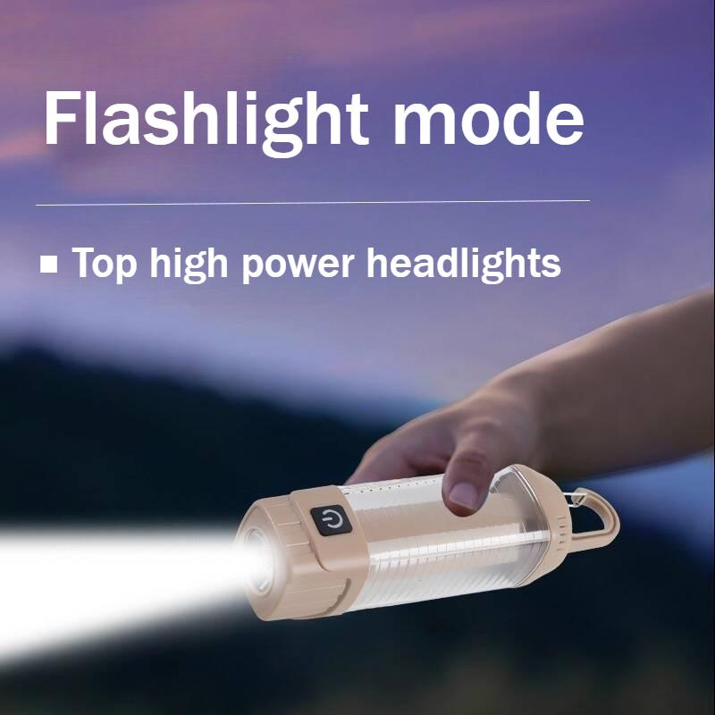 Multi Functional Outdoor LED Dual Light Camping Light, Rechargeable Flashlight, Portable Waterproof Travel Tent Light