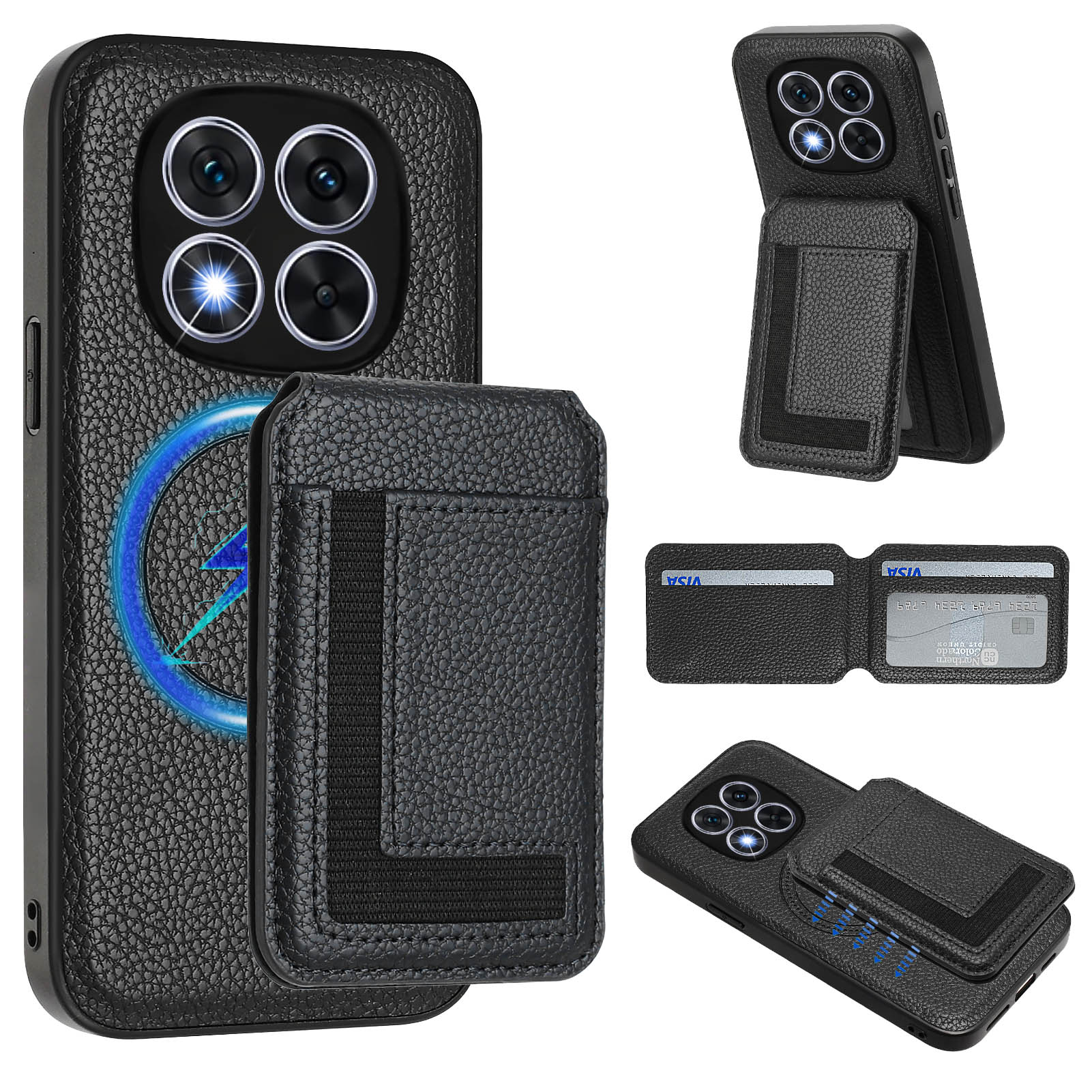 2 в 1 Съемный кошелек с слотом для карт Кожаный чехол для Xiaomi Redmi Note 14 Pro Plus 14C 14T 13 13T 13C Магнитная вертикальная сумка-чехол For Xiaomi 15 чёрный