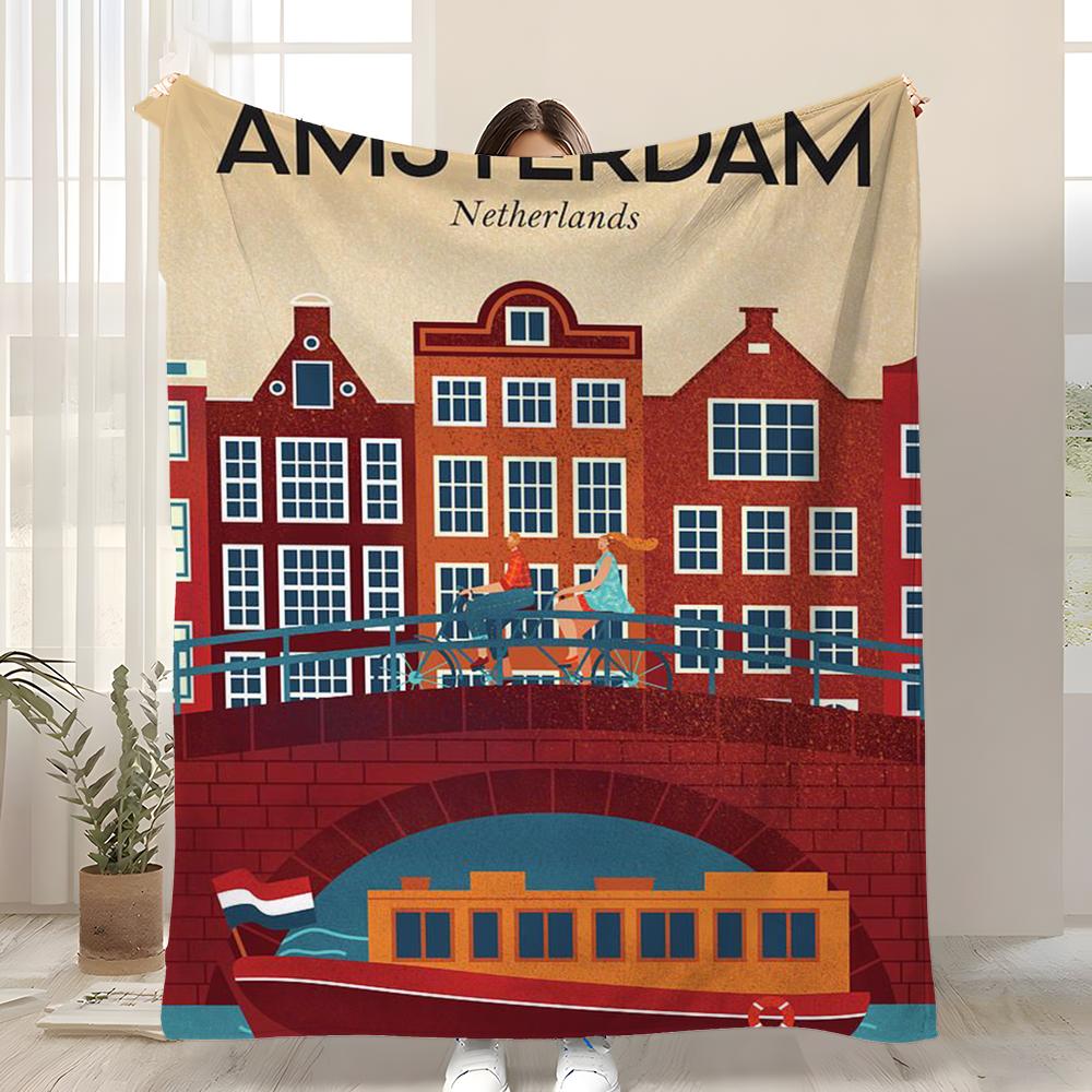 

POPULAR Amsterdams Throw Soft Coral Fleece Blanket 310gsm Fluffy Warm Throw for Sofa Bed Couch Bedroom Decor 75cmx90cm