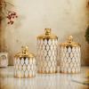 Set Of 3 Decorative Golden Trimmed Storage Tins Plastic Food Canisters With Gold Trim Sealed Jar For Home Office Use