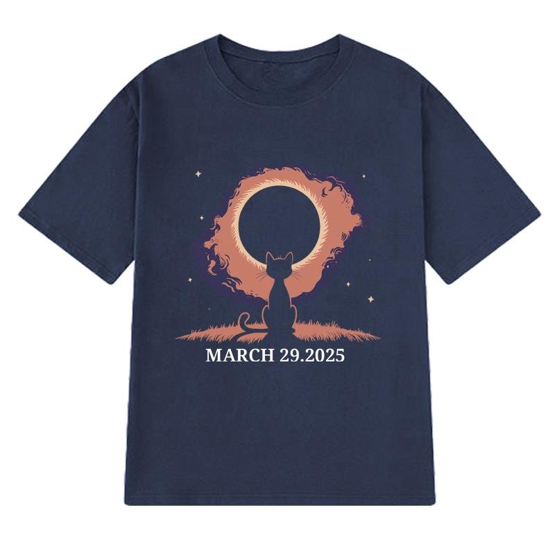 New in Funny Solar Eclipse Cat T Shirt Summer Men Women Harajuku Oversized Short Sleeve Tshirts Unisex  Cotton Clothing
