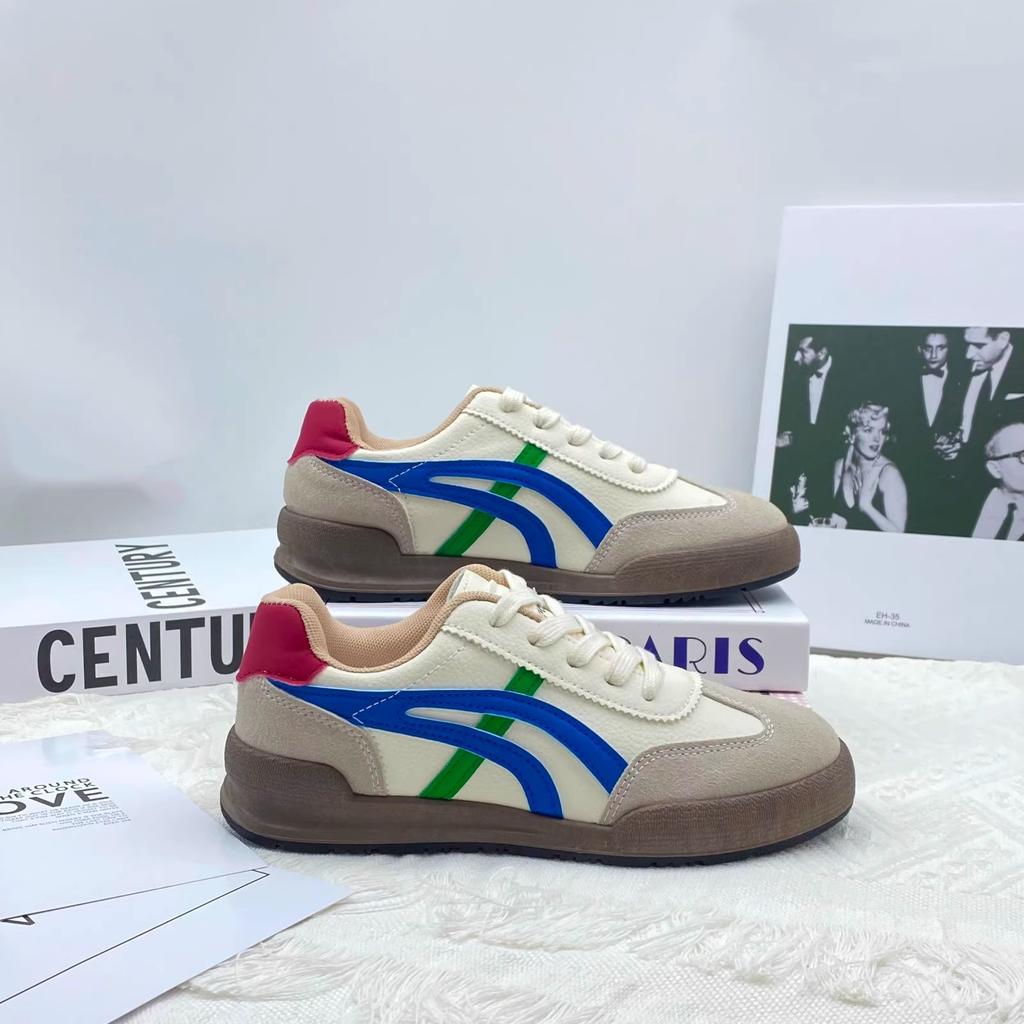 2025 Spring Thick-soled Flat-soled Forrest Gump Shoes New German Training Shoes Versatile Sports and Leisure Popular Small White Board Shoes Women's